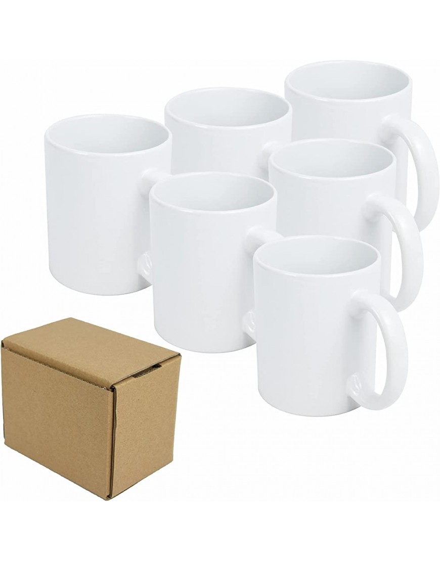 TSINGSCINA Tazas en blanco de sublimación de cerámica de 11 onzas taza en blanco recubierta de sublimación con caja de pedido reutilizable a prueba de salpicaduras cada uno blanco paquete de 6 - BNOWO882