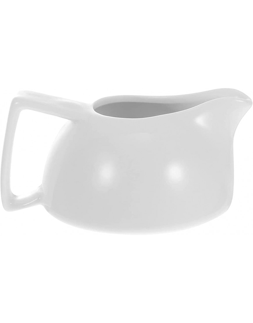 HEMOTON Jarra de cerámica para crema de 345 ml E jarabe de café pote vertedor salsa jarra de leche crema jarra servidor cuencos de café Latte Art Cup para cocina blanca - BEIXIAH6