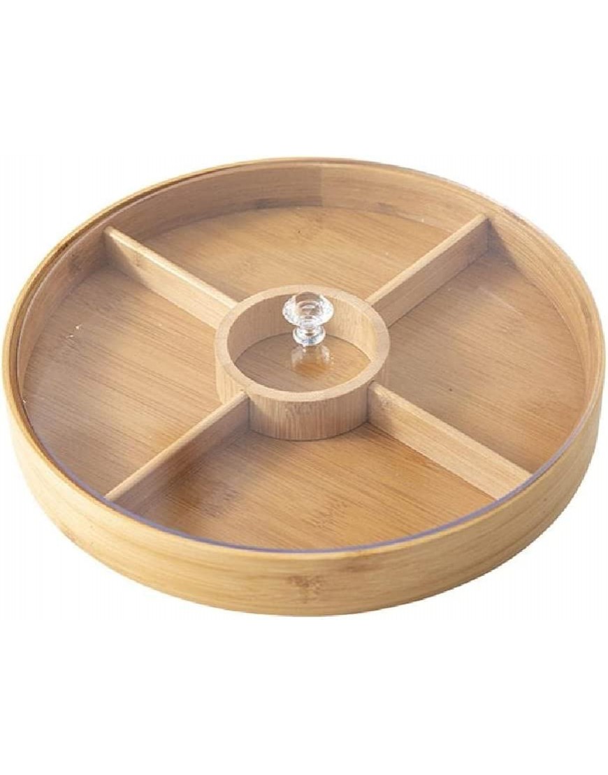 Bandeja de madera de bambú dividida para servir con tapa de acrílico transparente caja de almacenamiento de frutas secas 4 rejillas plato de caramelo plato de bambú dividido para servir - BHZIWAKQ