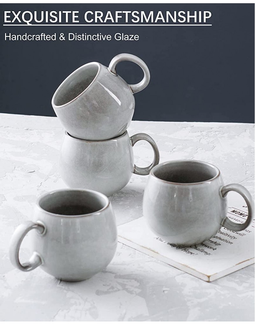 530mL Juego de 4 Tazas de Cerámica con un Diseño Exquisito Juego de Taza de Café de Estilo Moderno Taza de Desayuno Gris Claro Adecuada para Lavavajillas Porcelana Exquisita - BQZRE73B
