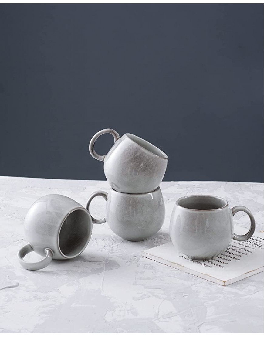530mL Juego de 4 Tazas de Cerámica con un Diseño Exquisito Juego de Taza de Café de Estilo Moderno Taza de Desayuno Gris Claro Adecuada para Lavavajillas Porcelana Exquisita - BQZRE73B