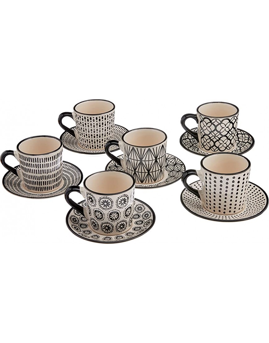 6 tazze caff in stoneware decoro vhera con piatto cc90 - BMLTUDN3