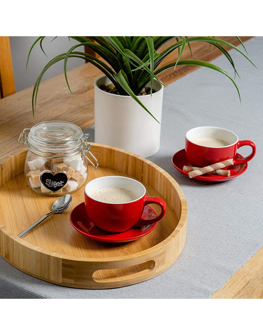 Argon Tableware 12 Piezas de Color Cappuccino y platillo Set Estilo Moderno Porcelana té y Las Tazas de café Rojo 250ml - BNDVS2K5