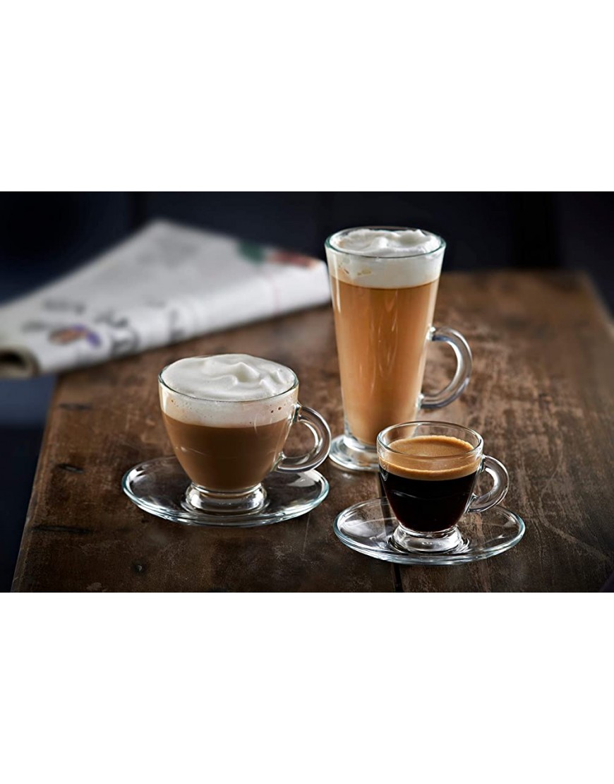 Bialetti Juego de tazas para café espresso con platillos 2 unidades 8 cl transparente - BZUGUKWV