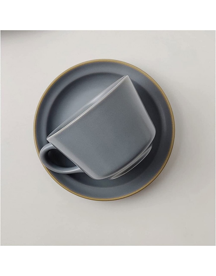 Canmetinee Tazas Copa de café de cerámica Mate y platillo Conjunto Taza de té de Porcelana clásica 250 ml 8.5oz Azul Beige Gris Tazas de Café Color : Grey Blue - BZQVGMA4