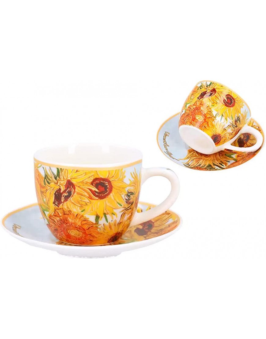 Carmani Taza Espresso con platillo Vincent van Gogh Girasoles - BAPEJ87J
