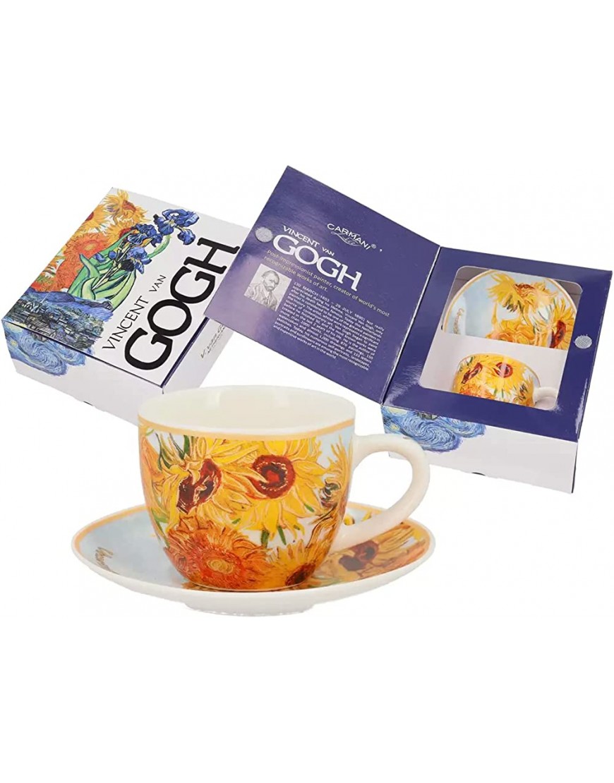 Carmani Taza Espresso con platillo Vincent van Gogh Girasoles - BAPEJ87J