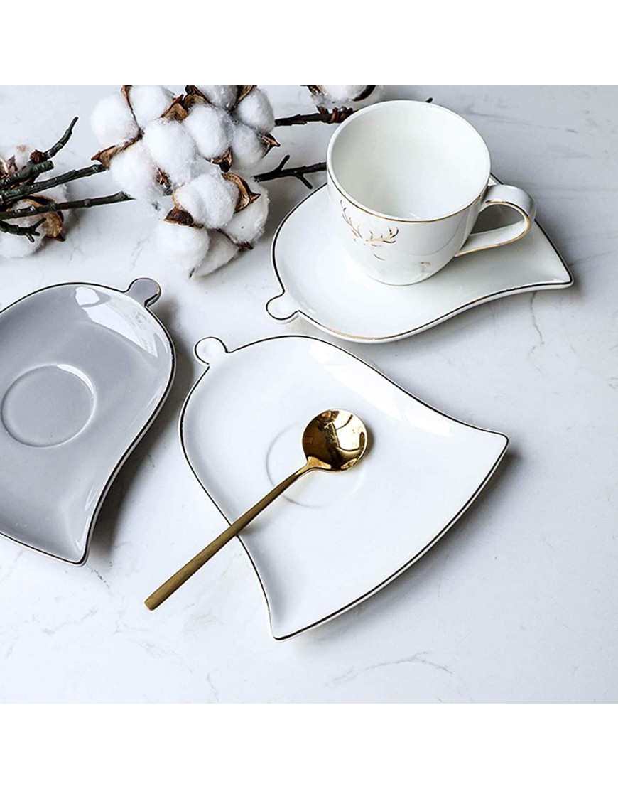 Tazas 5.1 OZ Café de café y platillo Conjunto con Elegante decoración de Alivio de alejos y Bordes de Oro Porcelana Espresso Tazas y cucharas Tazas de Café Color : Gray - BWFROEVN