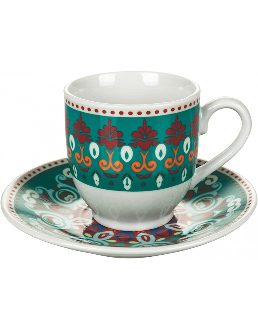 Villa d'Este Home Tivoli Shiraz Juego de 6 tazas de café con platillo de porcelana - BQRML6B8