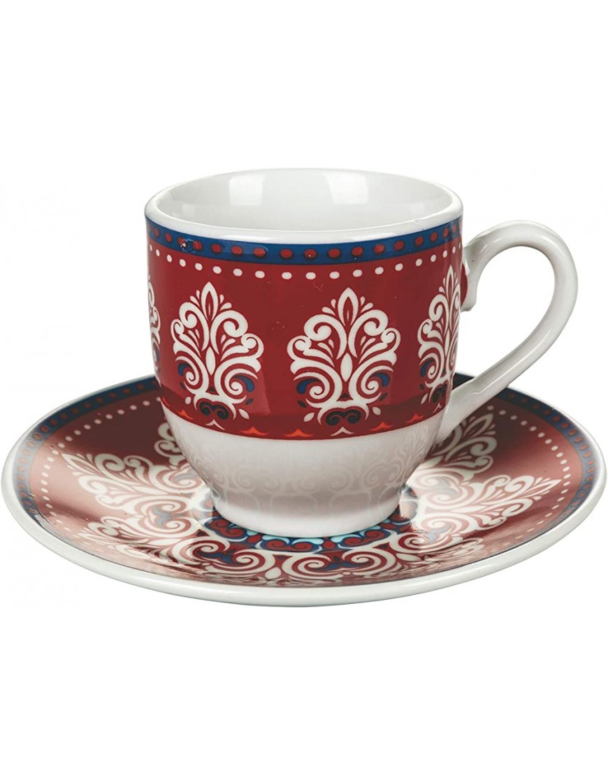 Villa d'Este Home Tivoli Shiraz Juego de 6 tazas de café con platillo de porcelana - BQRML6B8