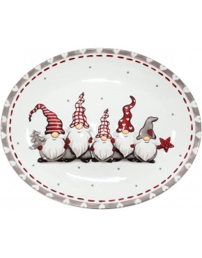 Bandeja ovalada XL de 30 x 24 cm diseño de gnomo en relieve 2D plato para servir Dolomit de cerámica plato para servir Navidad - BZNNADWA