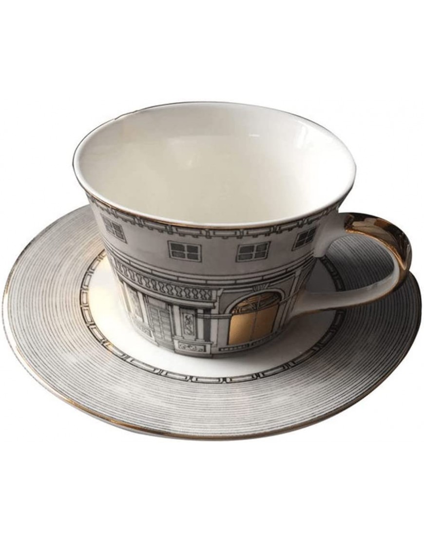 Bone China Tea Juego de café Cafetera Olla Caja de ollas Juego de Tazas y platillos de azúcar Castillo de Cisne Retro Color : Grey Size : One - BBUJW6AD