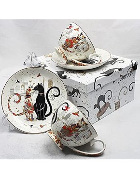 Happycat Kiss Juego de tazas de té y café porcelana con caja de regalo diseño de gatos - BSTUO6HH