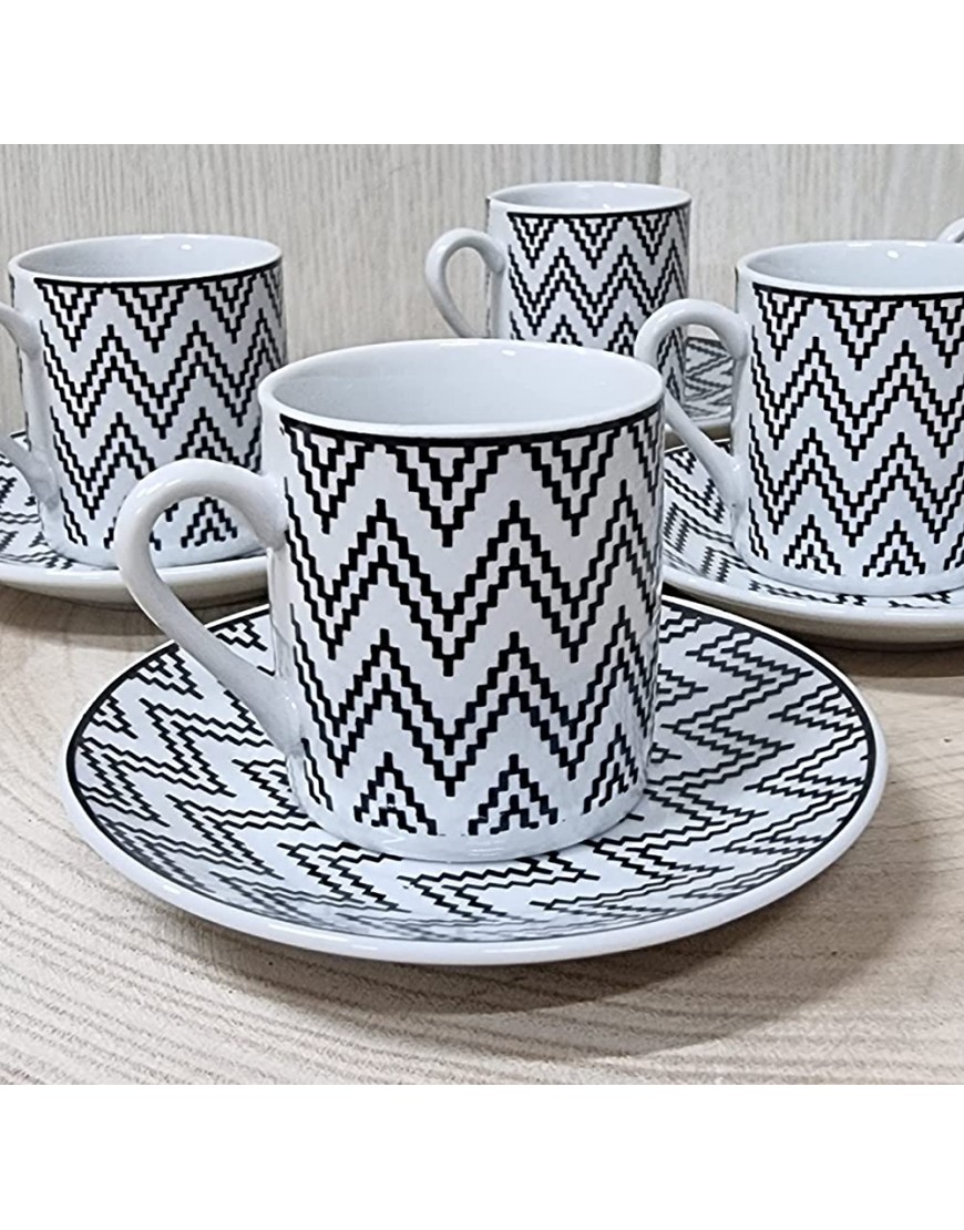 Juego de 6 tazas de cafe con 6 plato y ceramica decorado juego moderno de cafe -Set de Regalo de Set de Café Tazas Para Espresso Café Solo Cortado 80ml - BJQBJVQQ