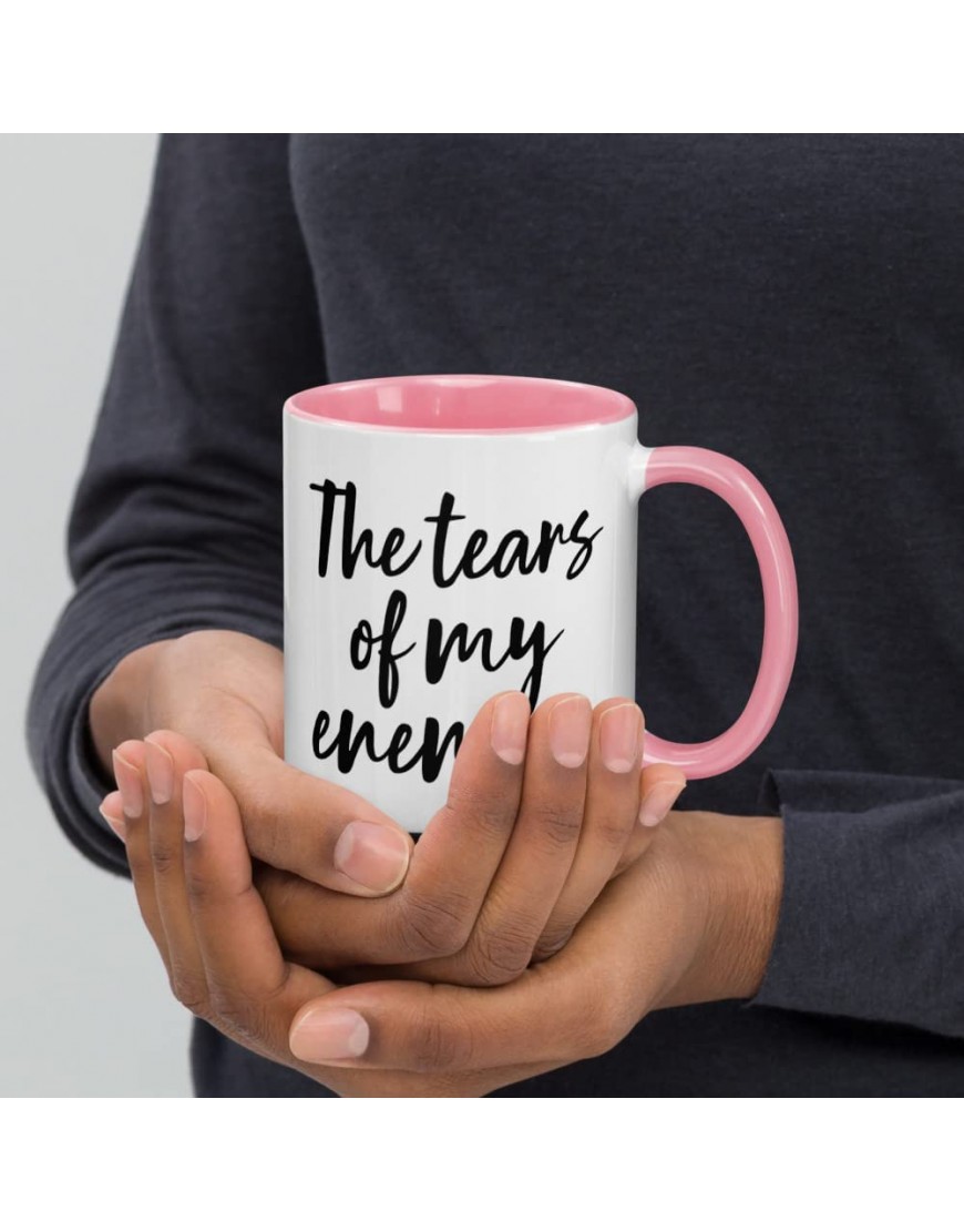 Sloganised 11oz White and Ceramic Mug with The Tears Of My Enemies Quote - BREPG9H3